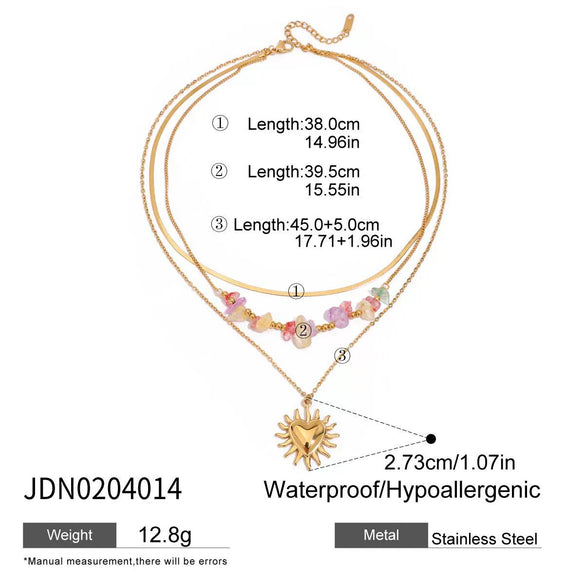 Necklace Stainless Steel Geometric Heart Pendant Electroplating Women's