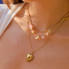 Necklace Stainless Steel Geometric Heart Pendant Electroplating Women's