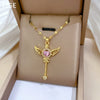 Necklace Stainless Steel Geometric Key Wings Full Diamond Unisex