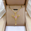 Necklace Stainless Steel Geometric Key Wings Full Diamond Unisex