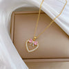 Necklace Stainless Steel Geometric Love Bow Light Luxury Pendant Copper Chain