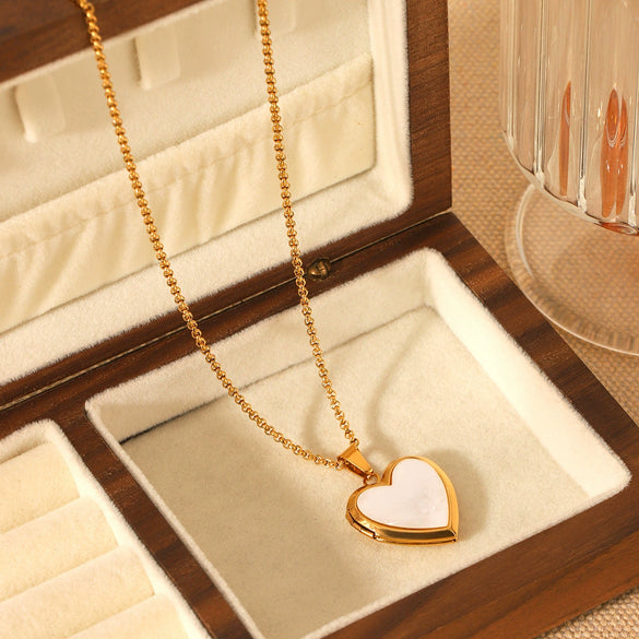 Necklace Stainless Steel Geometric Love Box Pendant Electroplating O Word Chain