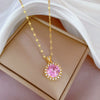 Necklace Stainless Steel Geometric Microinlaid Diamond Heavy Industry Large Round Women's Cartoon Style
