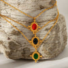 Necklace Stainless Steel Geometric Mixed Gem Inlay Electroplating Clavicle Chain For Women