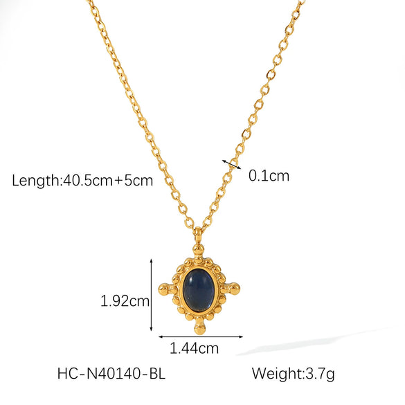 Necklace Stainless Steel Geometric Mixed Gem Inlay Electroplating Clavicle Chain For Women
