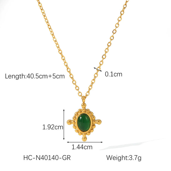 Necklace Stainless Steel Geometric Mixed Gem Inlay Electroplating Clavicle Chain For Women