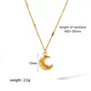 Necklace Stainless Steel Geometric Moon Key Pendant Electroplating Minimalist Style