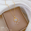 Necklace Stainless Steel Geometric Opal Lucky Lock Titanium Steel Chain For Women