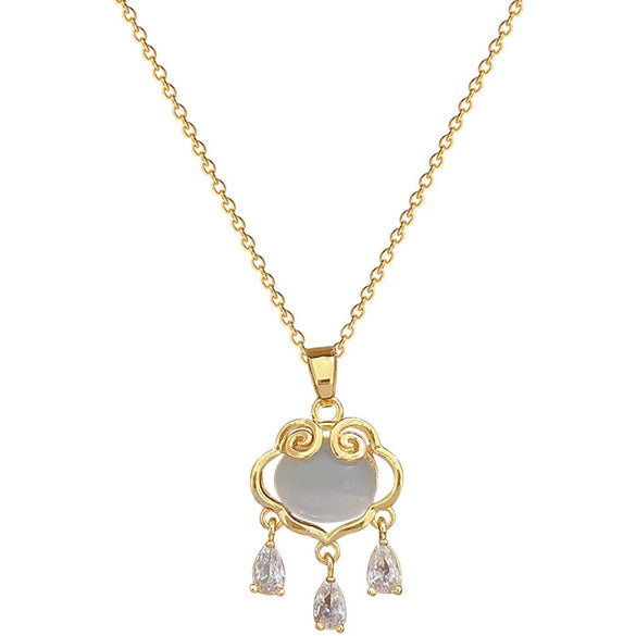 Necklace Stainless Steel Geometric Opal Lucky Lock Titanium Steel Chain For Women