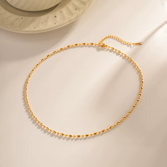 Necklace Stainless Steel Geometric Oval Bead Chain Electroplating For Women