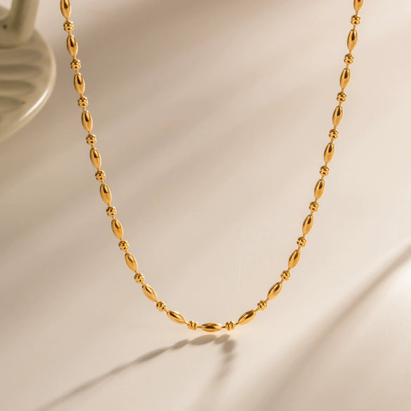 Necklace Stainless Steel Geometric Oval Bead Chain Electroplating For Women