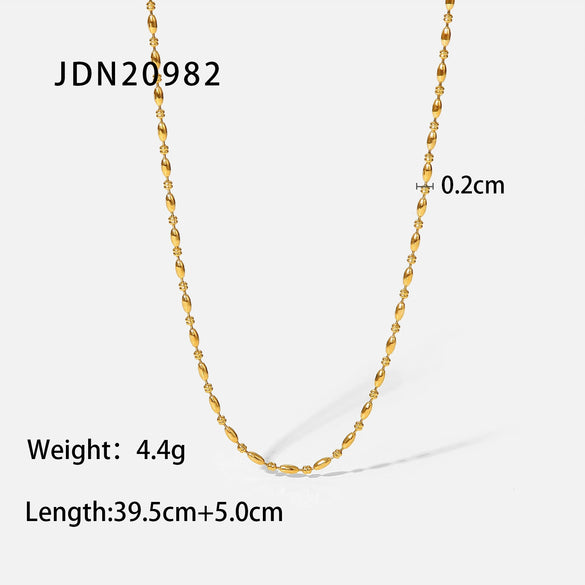 Necklace Stainless Steel Geometric Oval Bead Chain Electroplating For Women