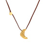 Necklace Stainless Steel Geometric Pendant 18K Gold Plated Suede Rope
