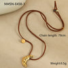 Necklace Stainless Steel Geometric Pendant 18K Gold Plated Suede Rope