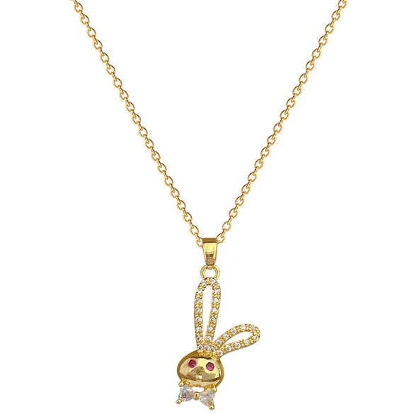 Necklace Stainless Steel Geometric Red Eye Rabbit Knot Titanium Steel Chain Women's