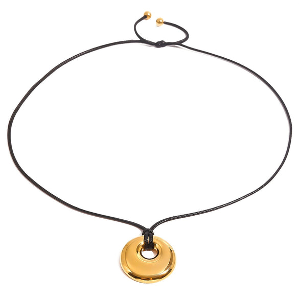 Necklace Stainless Steel Geometric Round Hollow Pendant Electroplating For Women
