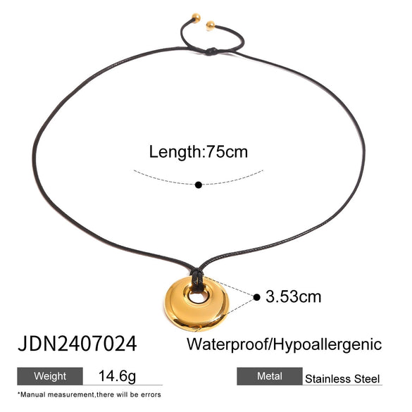 Necklace Stainless Steel Geometric Round Hollow Pendant Electroplating For Women
