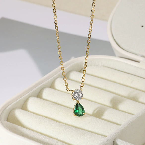 Necklace Stainless Steel Geometric Set With Diamonds Light Luxury Style