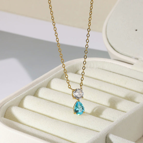 Necklace Stainless Steel Geometric Set With Diamonds Light Luxury Style