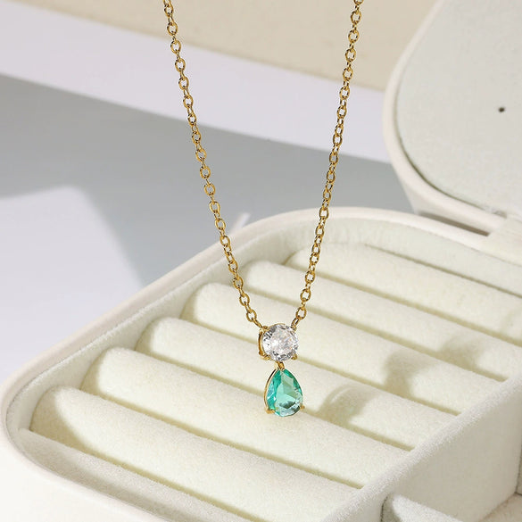 Necklace Stainless Steel Geometric Set With Diamonds Light Luxury Style