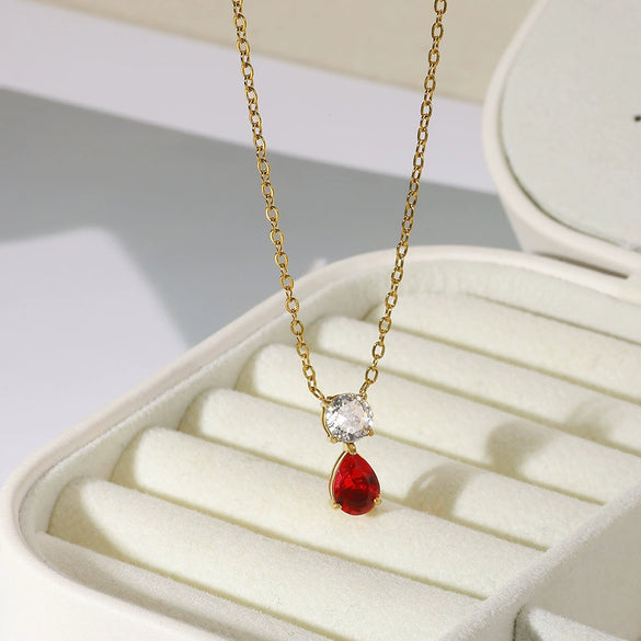 Necklace Stainless Steel Geometric Set With Diamonds Light Luxury Style