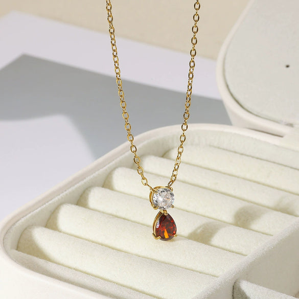Necklace Stainless Steel Geometric Set With Diamonds Light Luxury Style