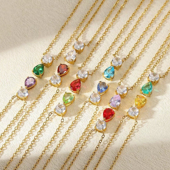 Necklace Stainless Steel Geometric Set With Diamonds Light Luxury Style