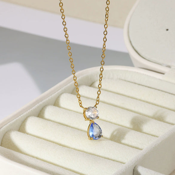 Necklace Stainless Steel Geometric Set With Diamonds Light Luxury Style