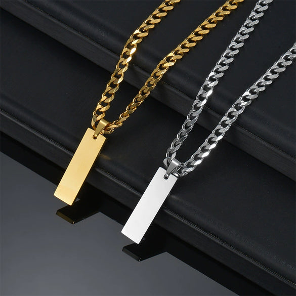 Necklace Stainless Steel Geometric Square Pendant Ochain Electroplating