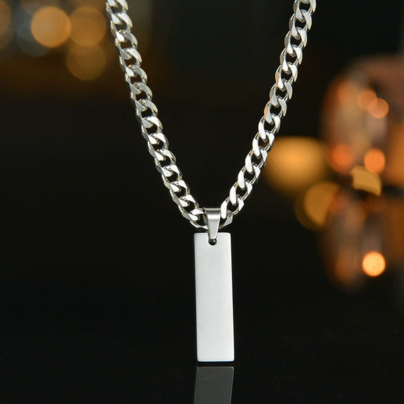 Necklace Stainless Steel Geometric Square Pendant Ochain Electroplating