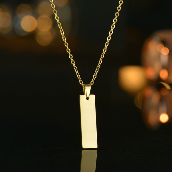 Necklace Stainless Steel Geometric Square Pendant Ochain Electroplating