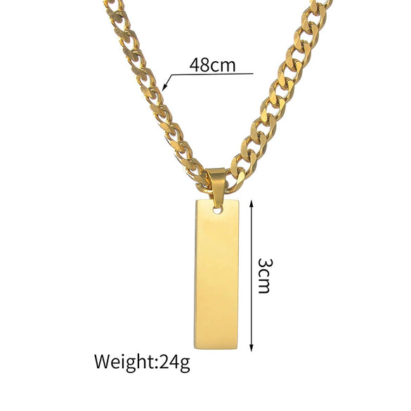 Necklace Stainless Steel Geometric Square Pendant Ochain Electroplating