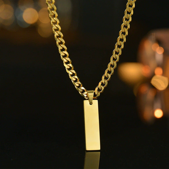 Necklace Stainless Steel Geometric Square Pendant Ochain Electroplating