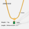 Necklace Stainless Steel Geometric Square Zircon Pendant Snake Chain Electroplating Women's