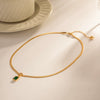Necklace Stainless Steel Geometric Square Zircon Pendant Snake Chain Electroplating Women's