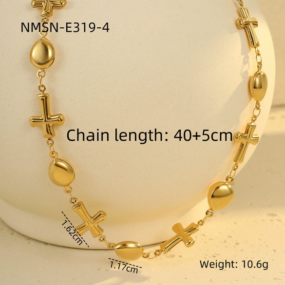 Necklace Stainless Steel Geometric Star Flower Electroplated Fashion Jewelry For Women