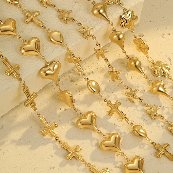 Necklace Stainless Steel Geometric Star Flower Electroplated Fashion Jewelry For Women
