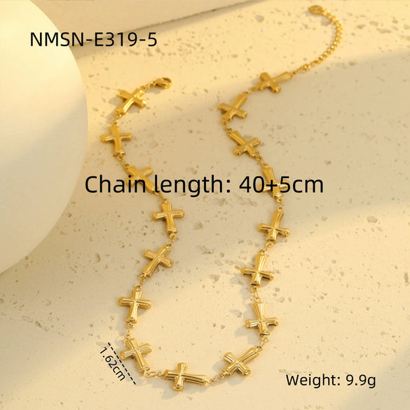 Necklace Stainless Steel Geometric Star Flower Electroplated Fashion Jewelry For Women