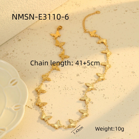 Necklace Stainless Steel Geometric Star Flower Electroplated Fashion Jewelry For Women