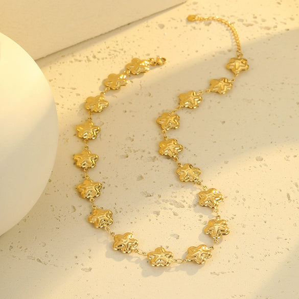 Necklace Stainless Steel Geometric Star Flower Electroplated Fashion Jewelry For Women