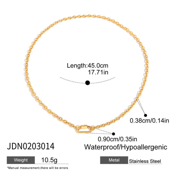 Necklace Stainless Steel Geometric Style Electroplating Paperclip Chain Long Oval Buckle Lock