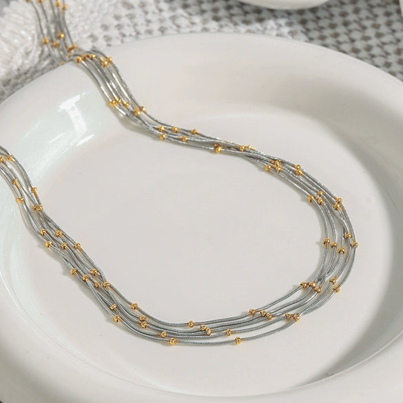 Necklace Stainless Steel Geometric Style Electroplating Round Bone Clip Chain