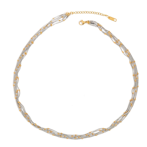 Necklace Stainless Steel Geometric Style Electroplating Round Bone Clip Chain