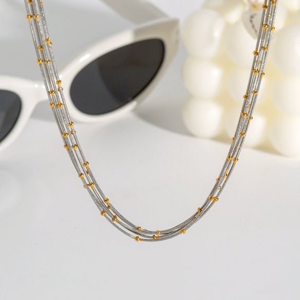 Necklace Stainless Steel Geometric Style Electroplating Round Bone Clip Chain