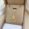 Necklace Stainless Steel Geometric Swallow Inclined Ring Light Luxury Elegant Gorgeous Copper Pendant