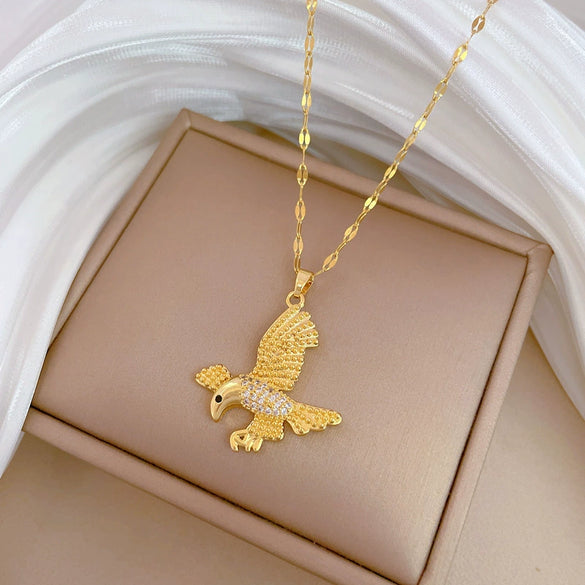 Necklace Stainless Steel Geometric Titanium Steel Eagle Dive Light Luxury Gorgeous Diamond Unisex