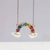 Necklace Stainless Steel Geometric U Shaped Rainbow Natural Baroque Pearl Multi Pendant Electroplating