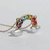 Necklace Stainless Steel Geometric U Shaped Rainbow Natural Baroque Pearl Multi Pendant Electroplating