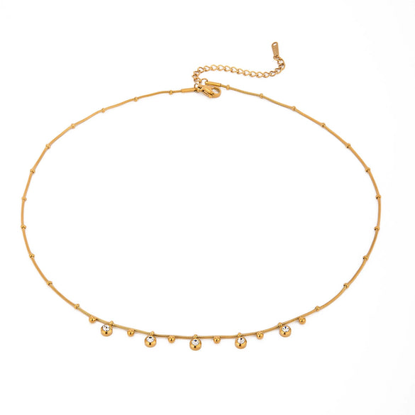 Necklace Stainless Steel Geometric White Round Zircon Pendant Electroplating Design Women's