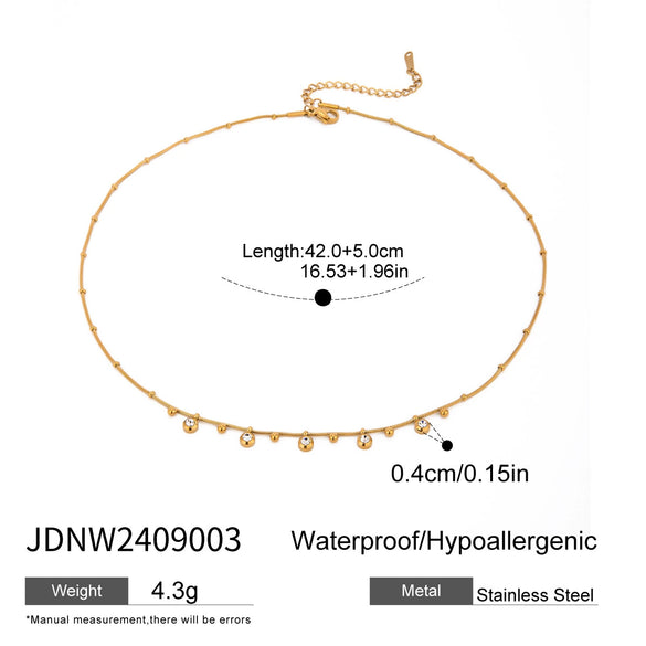 Necklace Stainless Steel Geometric White Round Zircon Pendant Electroplating Design Women's